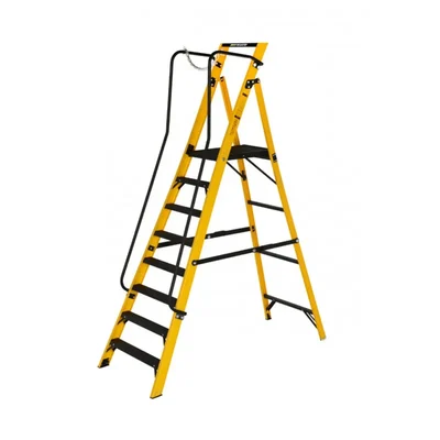 Youngman FRP fiberglass 7 Steps (1.86 m) Mega Step Industrial Ladder with Safety Wire (7 Steps + Platform)